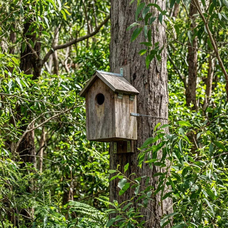 Animal nesting box installed as a humane alternative to a Bell Post Hill roof cavity